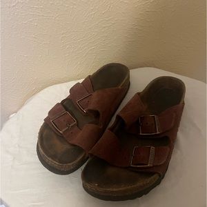 Maroon Suede Birkenstocks 38
